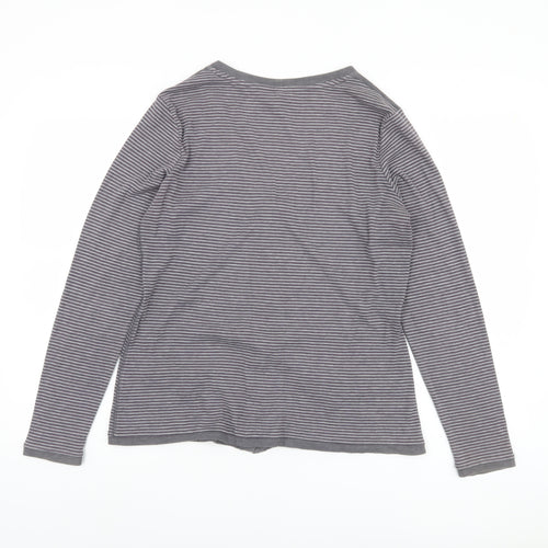 Marks and Spencer Women's Grey Striped Button-Up Top