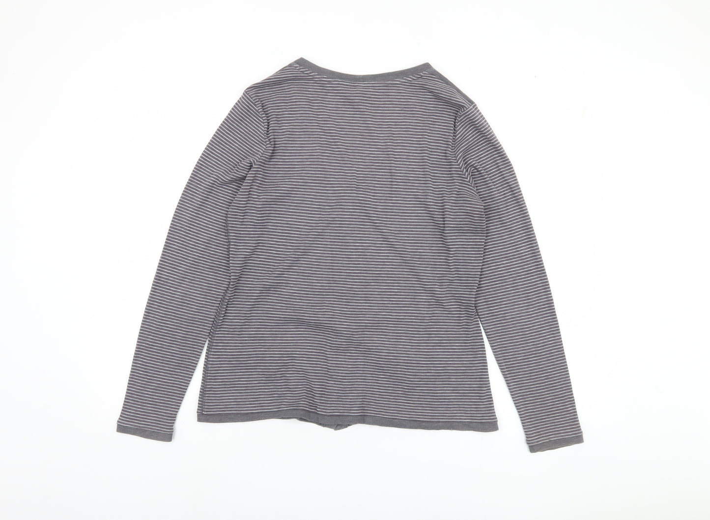 Marks and Spencer Women's Grey Striped Button-Up Top
