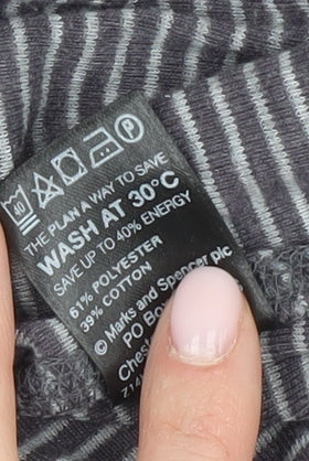 Marks and Spencer Women's Grey Striped Button-Up Top