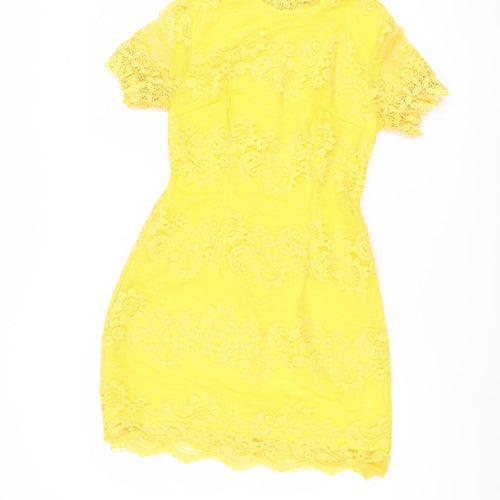 AX Paris Women's Yellow Lace Dress Size 6