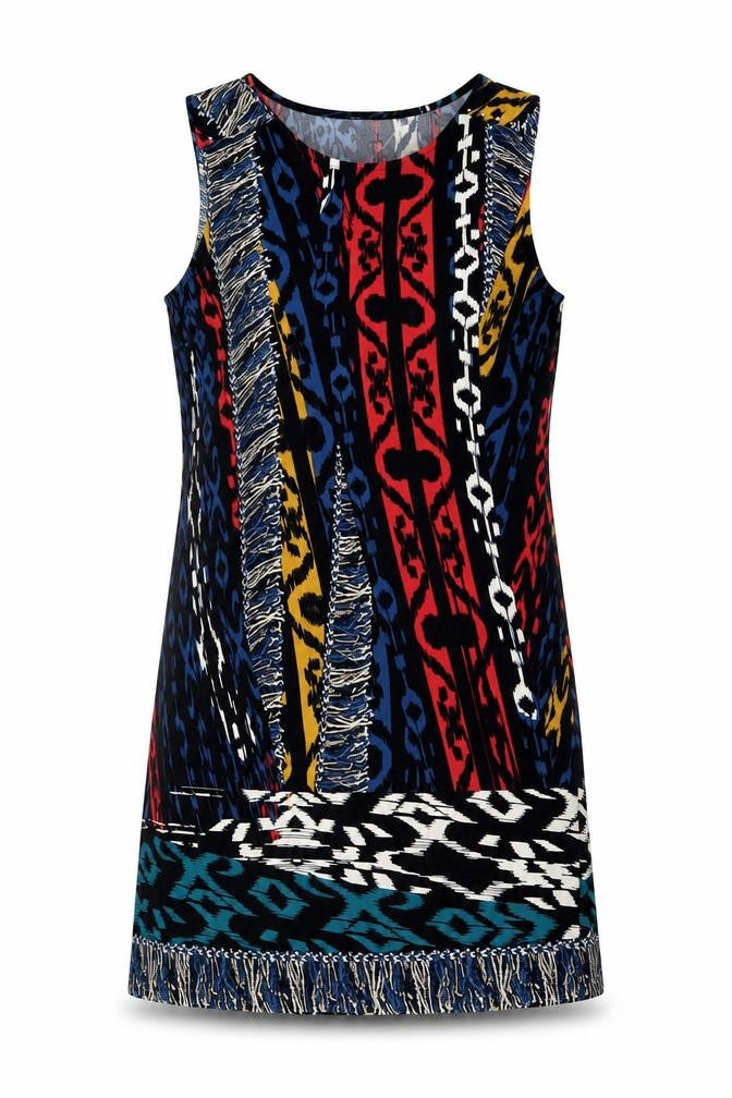 Front view of Klass Women's Multicoloured Sleeveless Dress