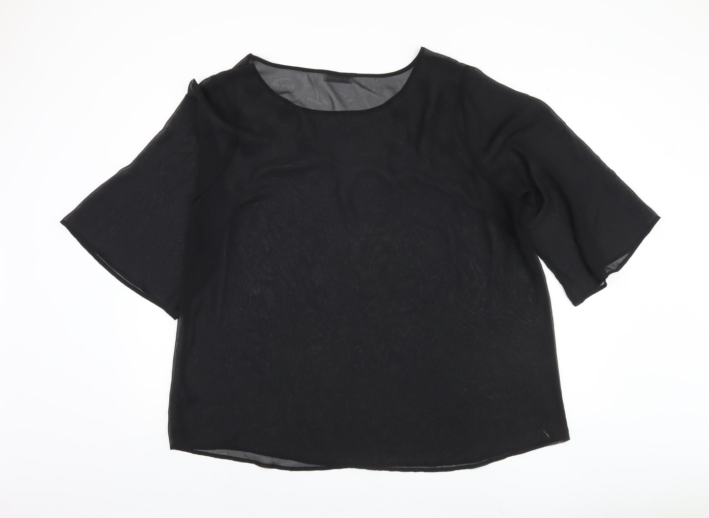 rogers+ROGERS Women's Plus Black 3/4 Sleeve Blouse