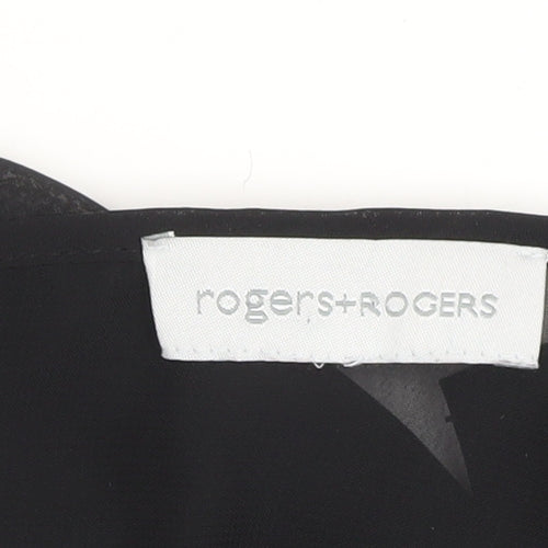 rogers+ROGERS Women's Plus Black 3/4 Sleeve Blouse
