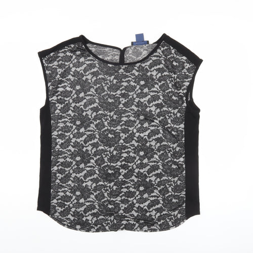 Oasis Black Lace Sleeveless Top - Women's L