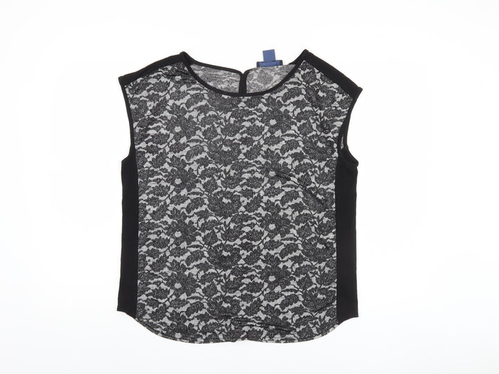 Oasis Black Lace Sleeveless Top - Women's L