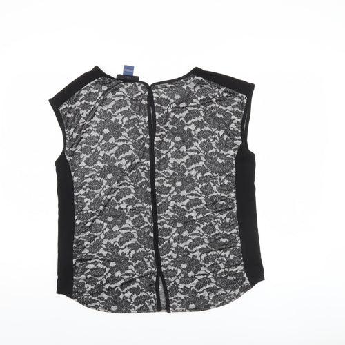 Oasis Black Lace Sleeveless Top - Women's L