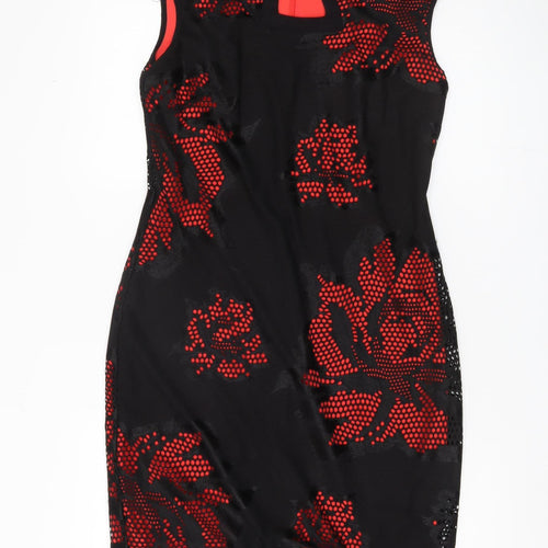 Roman Originals Women's Black Red Floral Sheath Dress Size 12