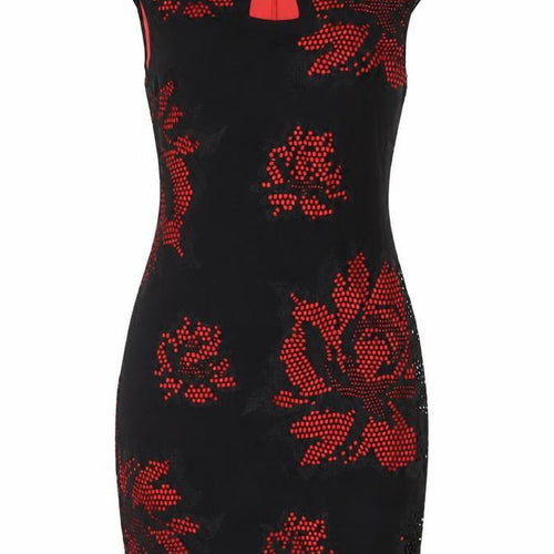 Roman Originals Women's Black Red Floral Sheath Dress Size 12