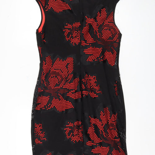 Roman Originals Women's Black Red Floral Sheath Dress Size 12