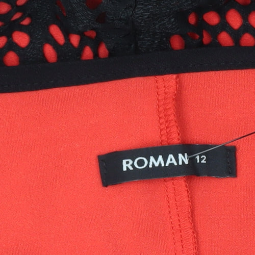 Roman Originals Women's Black Red Floral Sheath Dress Size 12