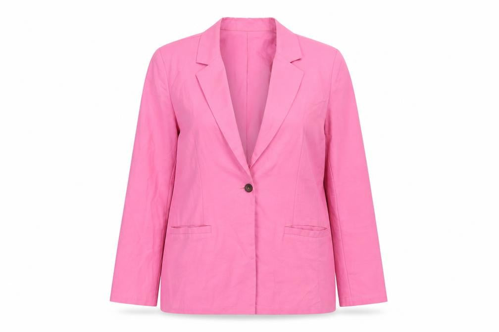 Front view of Reclaimed Vintage Women's Pink Blazer Jacket, size 8