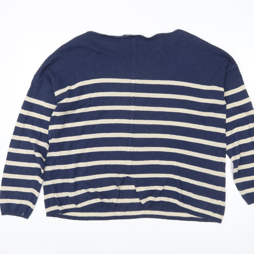 FatFace Women's Blue Striped Pullover Jumper, Size 18