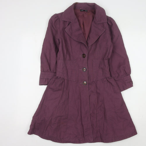 Topshop Women's Purple Mid-Length Cotton Linen Coat UK 8