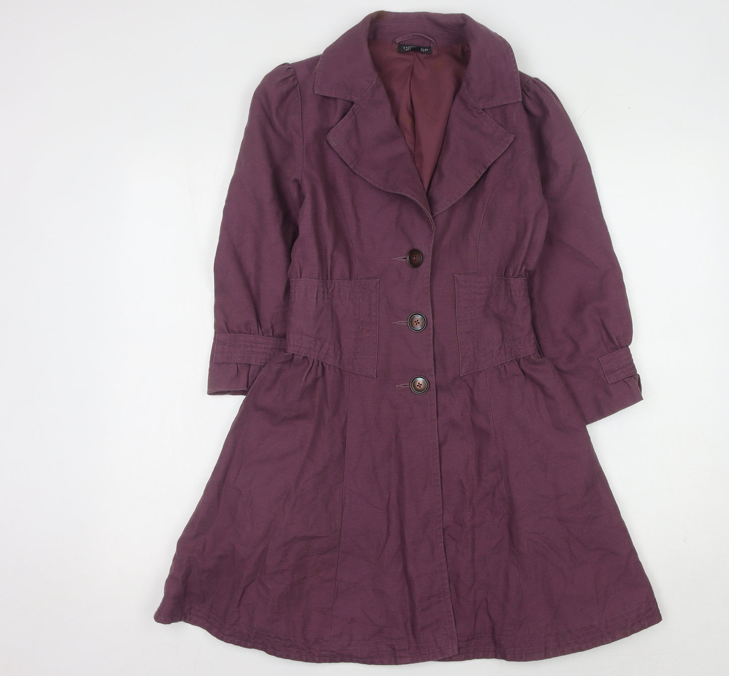 Topshop Women's Purple Mid-Length Cotton Linen Coat UK 8