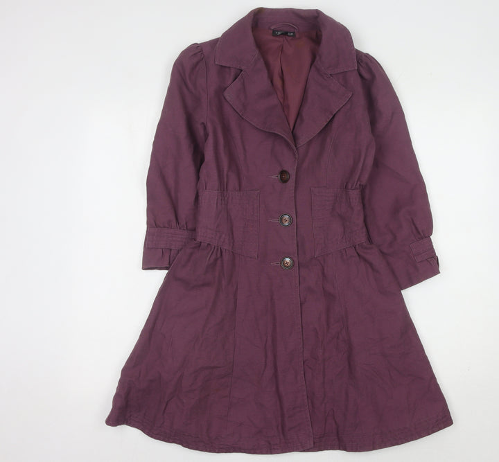 Topshop Women's Purple Mid-Length Cotton Linen Coat UK 8