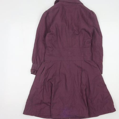 Topshop Women's Purple Mid-Length Cotton Linen Coat UK 8