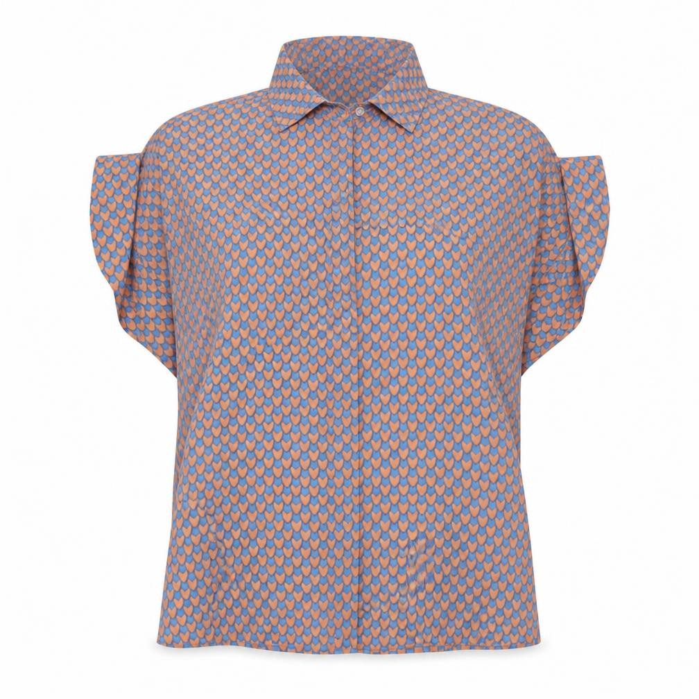 Avocado Women's Blue Geometric Button-Up Shirt