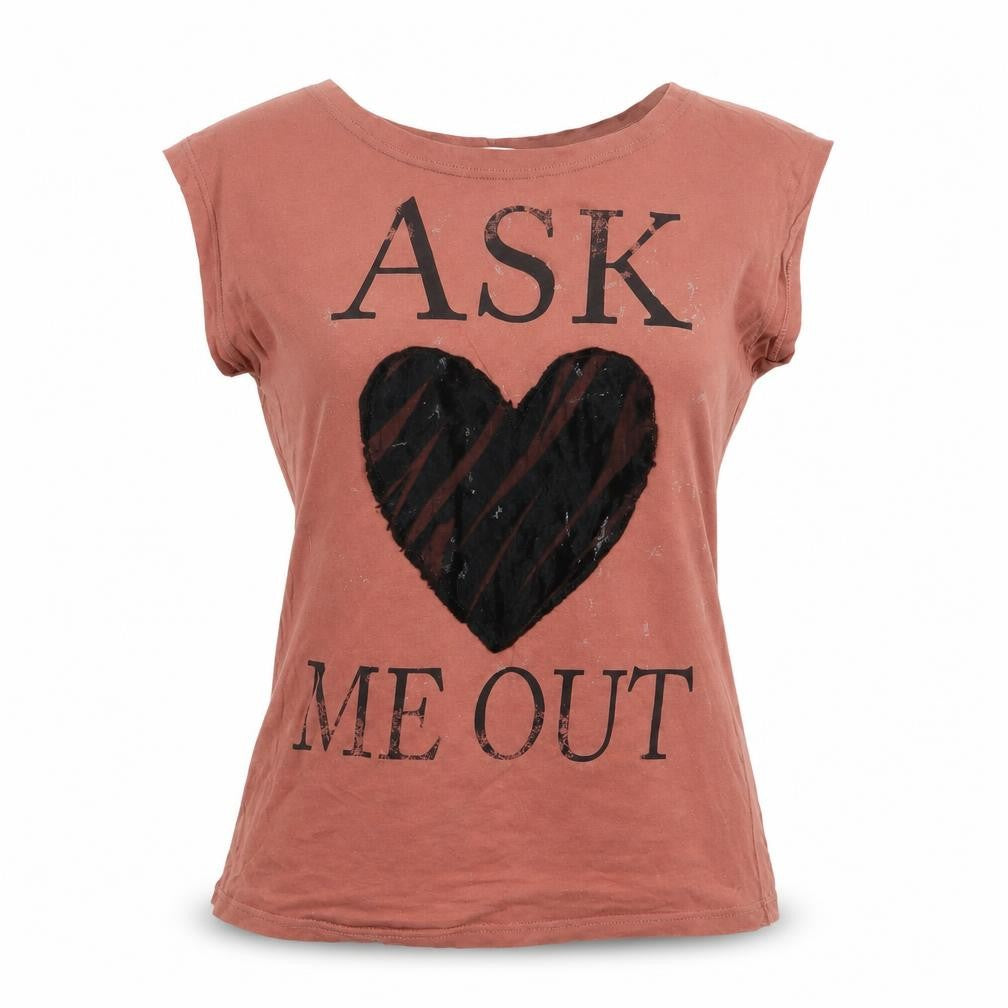 Bershka Women's Brown T-Shirt, L, Casual Sleeveless