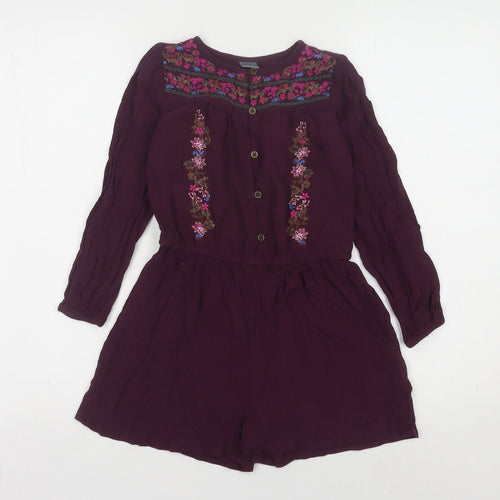 Next Girls Purple Floral Playsuit, Size 8 Years