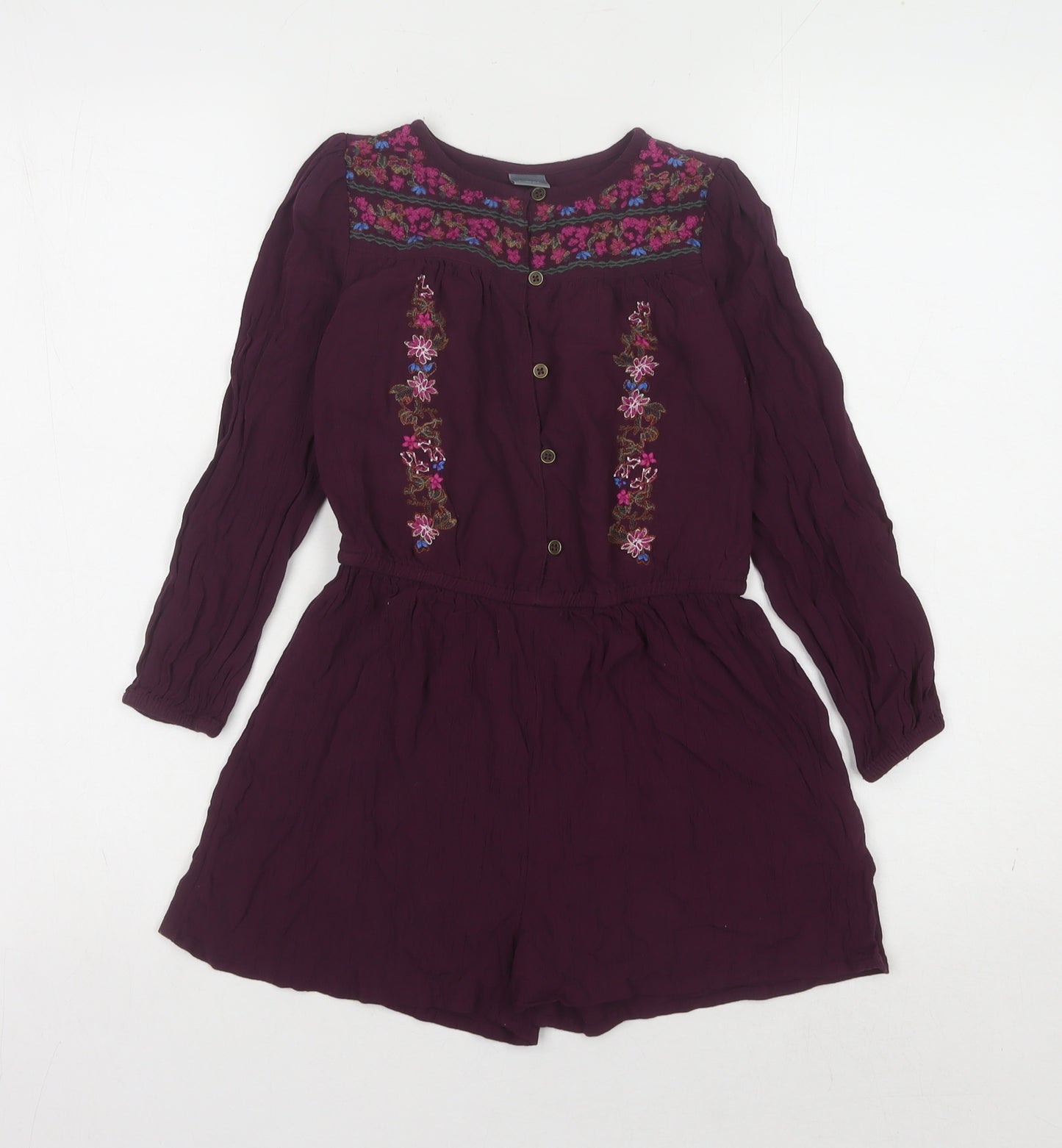 Next Girls Purple Floral Playsuit, Size 8 Years