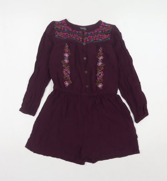 Next Girls Purple Floral Playsuit, Size 8 Years