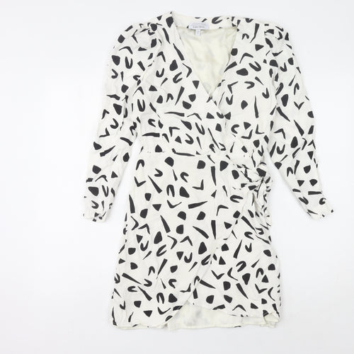 & Other Stories Women's Black & White Wrap Dress Size 8