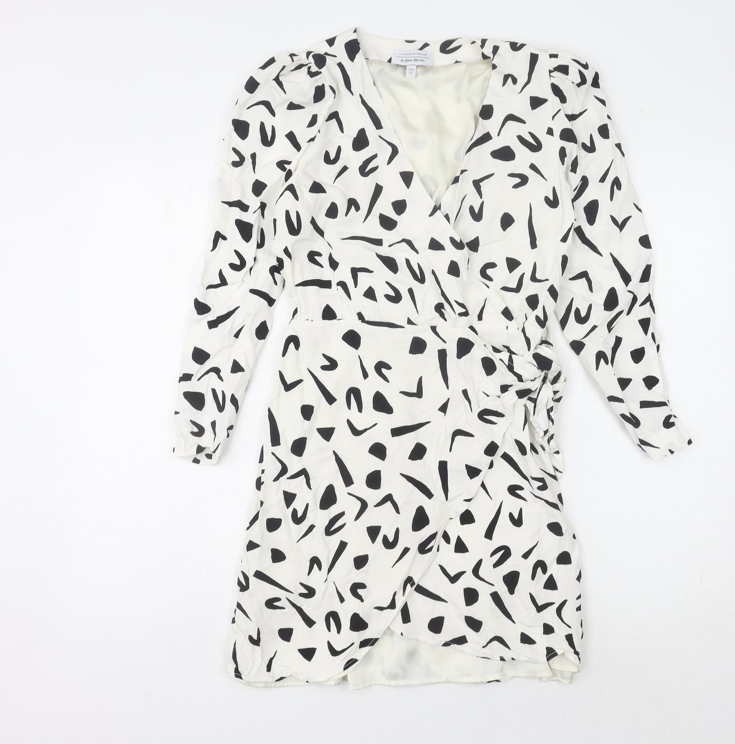& Other Stories Women's Black & White Wrap Dress Size 8