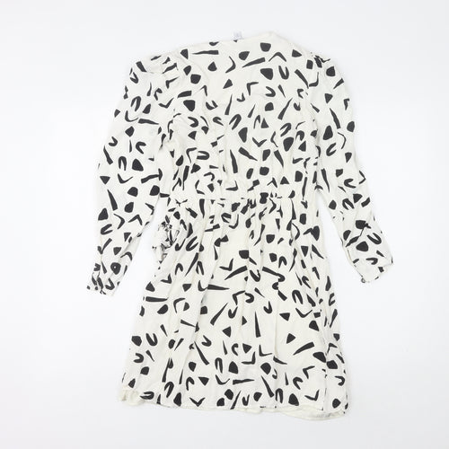 & Other Stories Women's Black & White Wrap Dress Size 8
