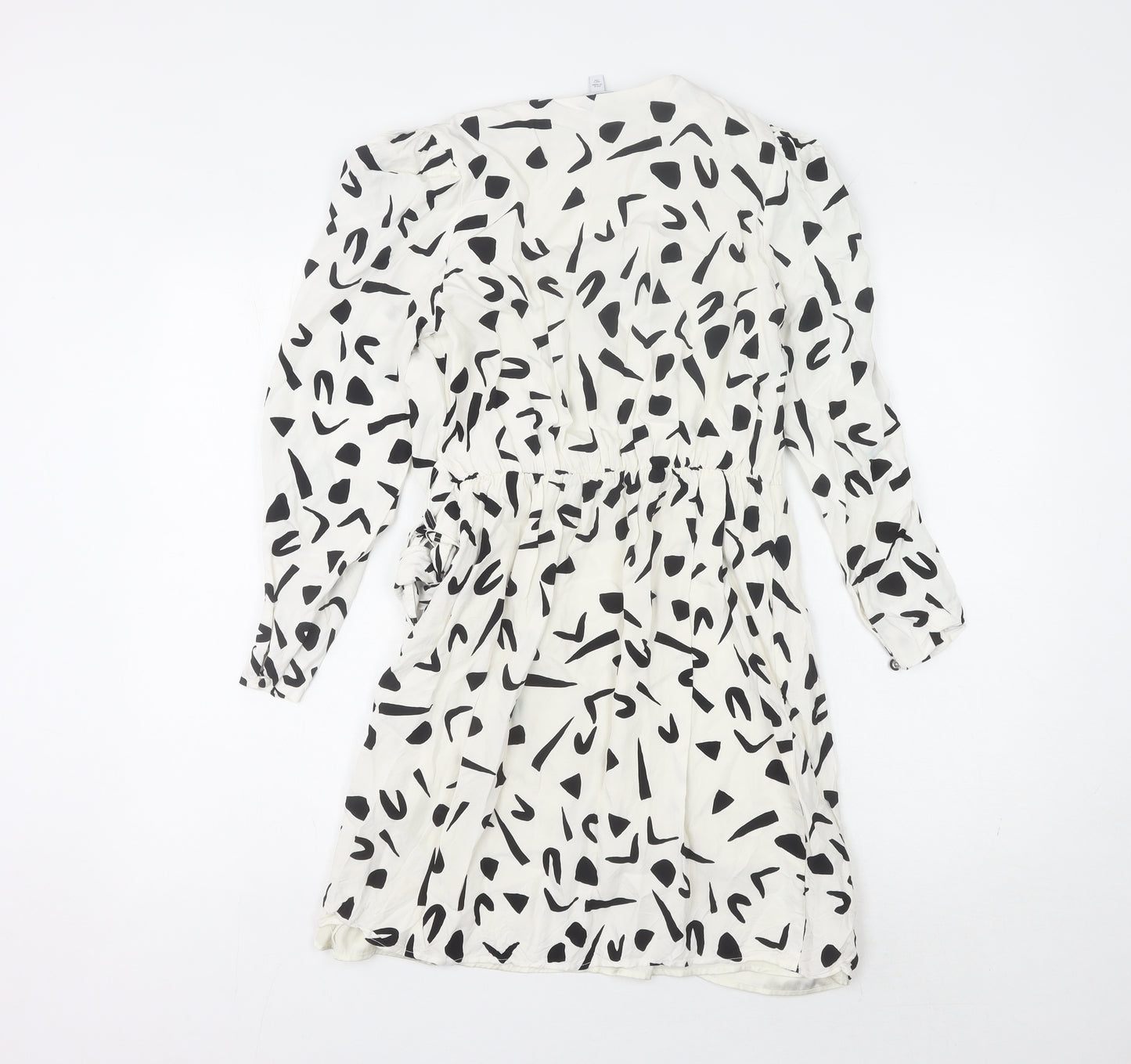 & Other Stories Women's Black & White Wrap Dress Size 8