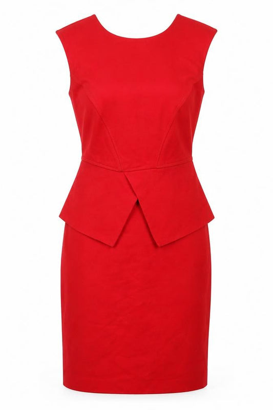 Front view of Ted Baker Red Sheath Dress, size 8, Women's Cocktail
