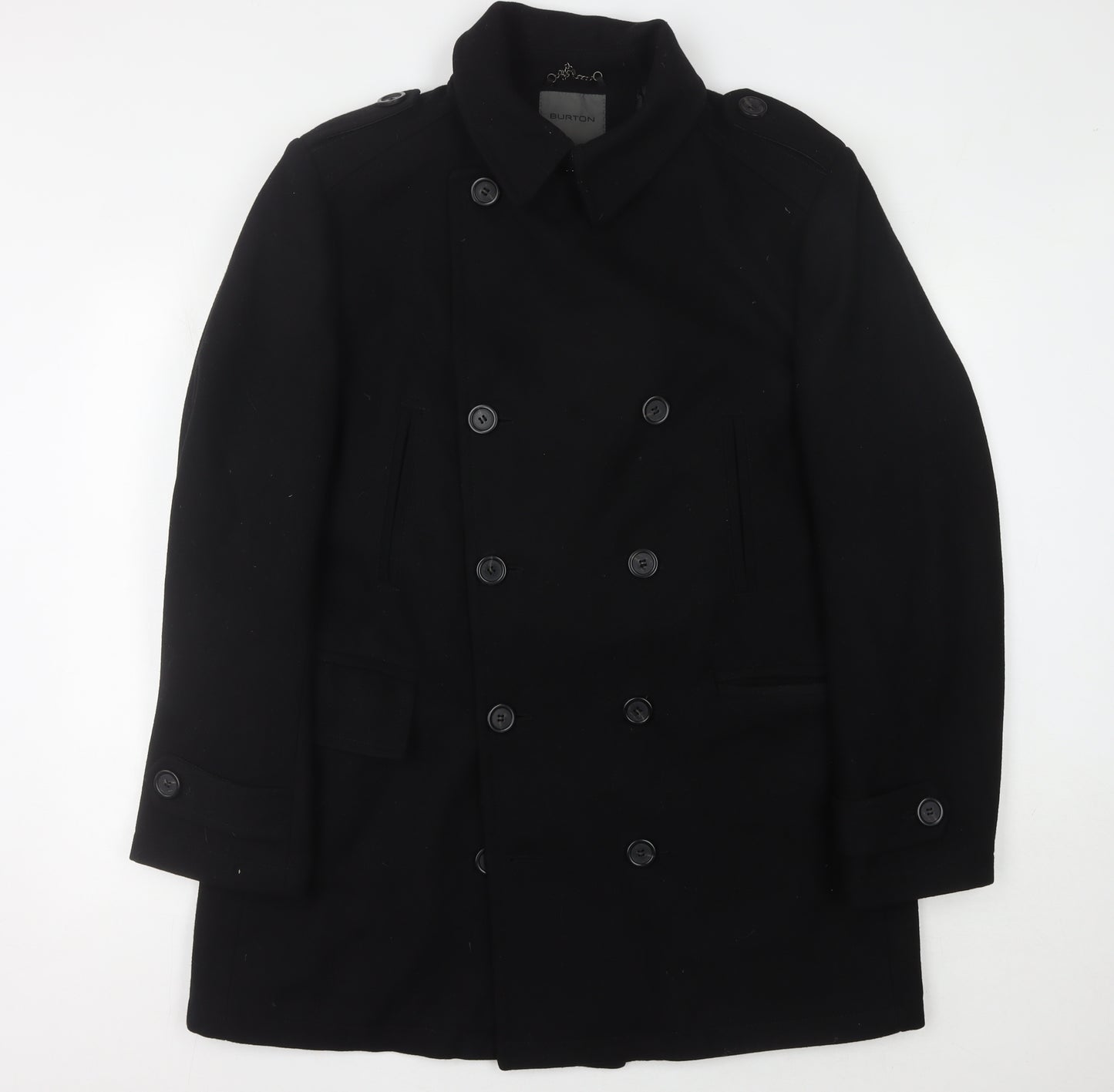 Burton Men's Black Pea Coat XL Double-Breasted