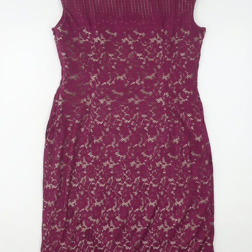 Linea Women’s Purple Floral Lace Dress Size 14
