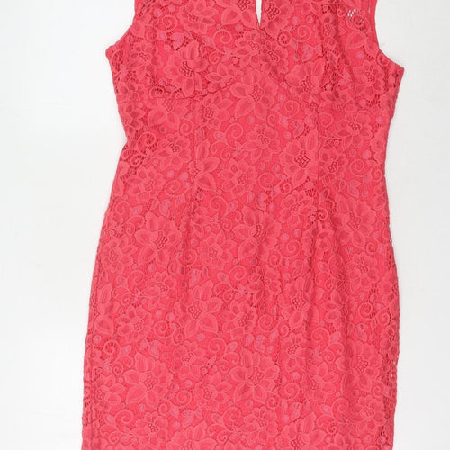 Wallis Women's Pink Lace Sheath Dress Size 14
