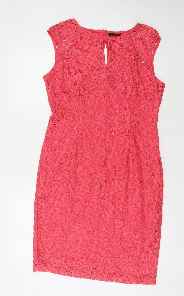 Wallis Women's Pink Lace Sheath Dress Size 14