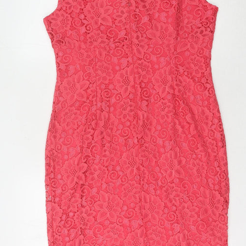 Wallis Women's Pink Lace Sheath Dress Size 14