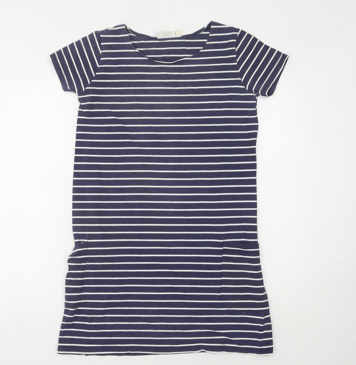 JoJo Maman Bébé Women's Blue Striped T-Shirt Dress S