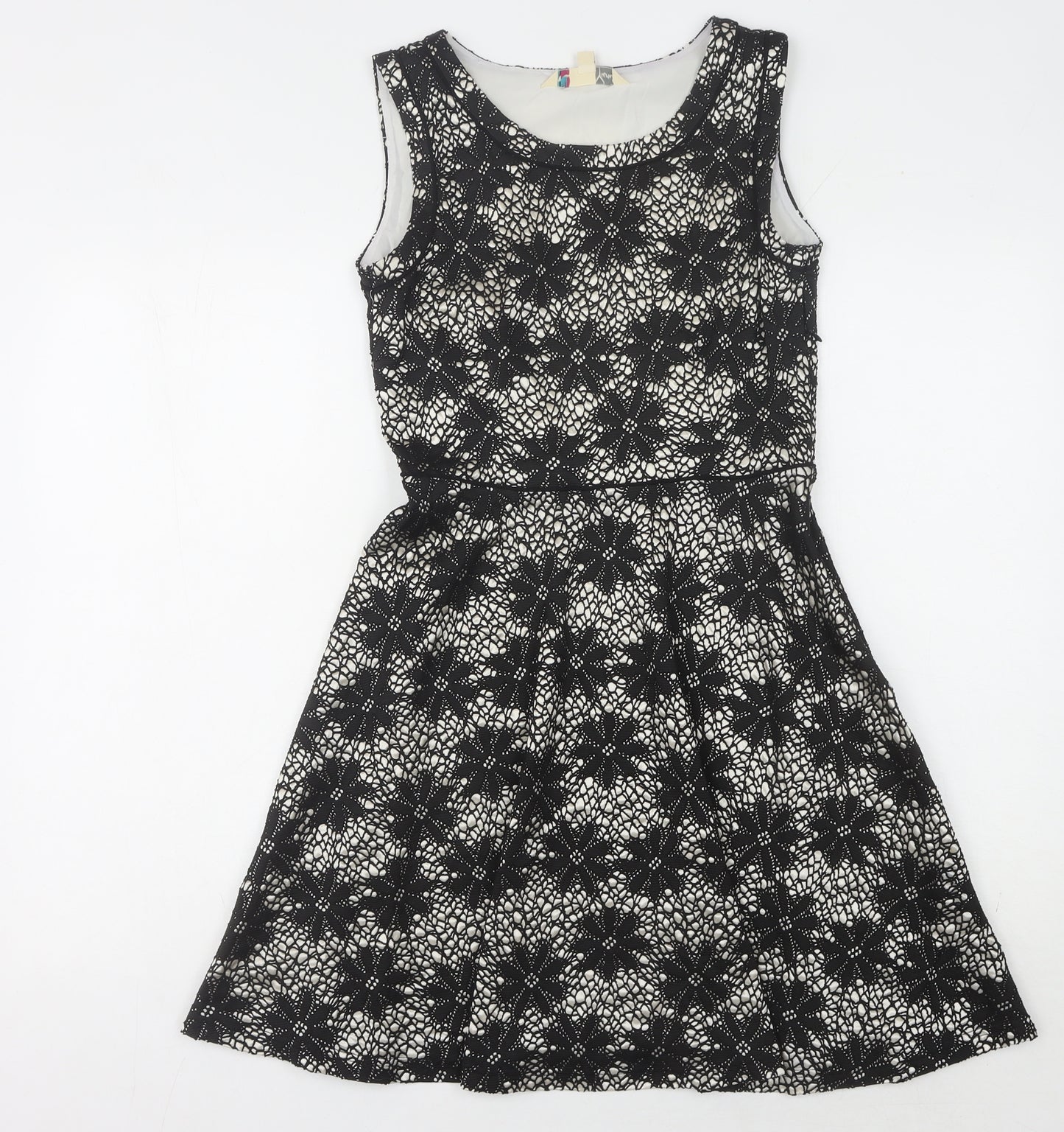 Yumi Black Floral Lace Sleeveless Dress Women Size 8