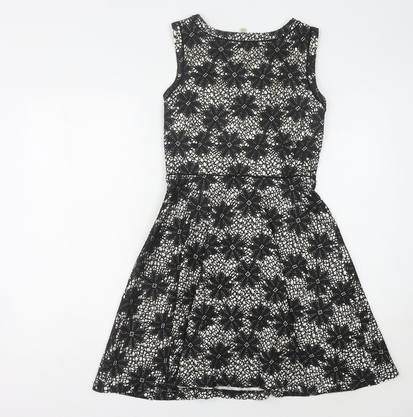 Yumi Black Floral Lace Sleeveless Dress Women Size 8
