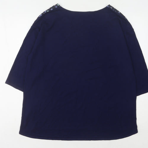Marks and Spencer Women's Blue Floral Blouse Size 16