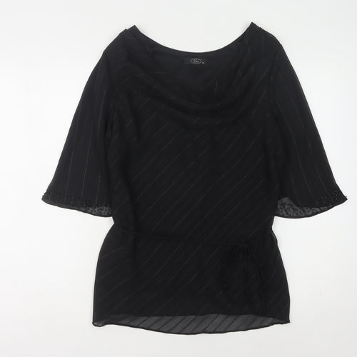BM Women's Black Striped Blouse, Size 14
