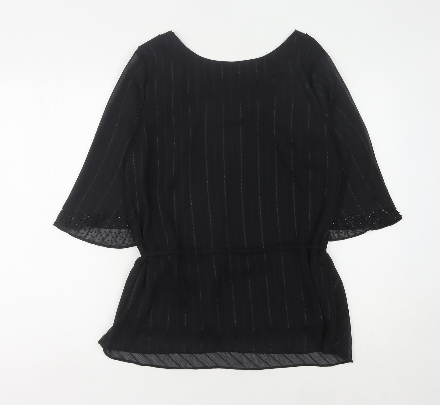 BM Women's Black Striped Blouse, Size 14
