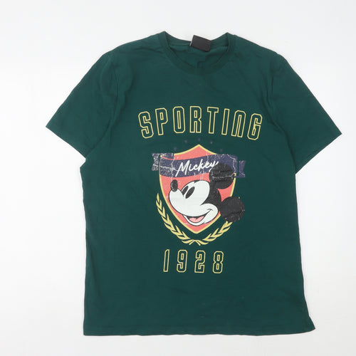Disney Men's Green Mickey Mouse Graphic T-Shirt, Size M