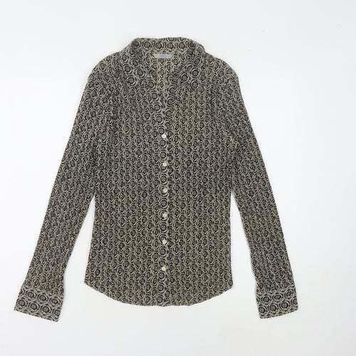 Marks and Spencer Women's Black Geometric Button-Up Shirt