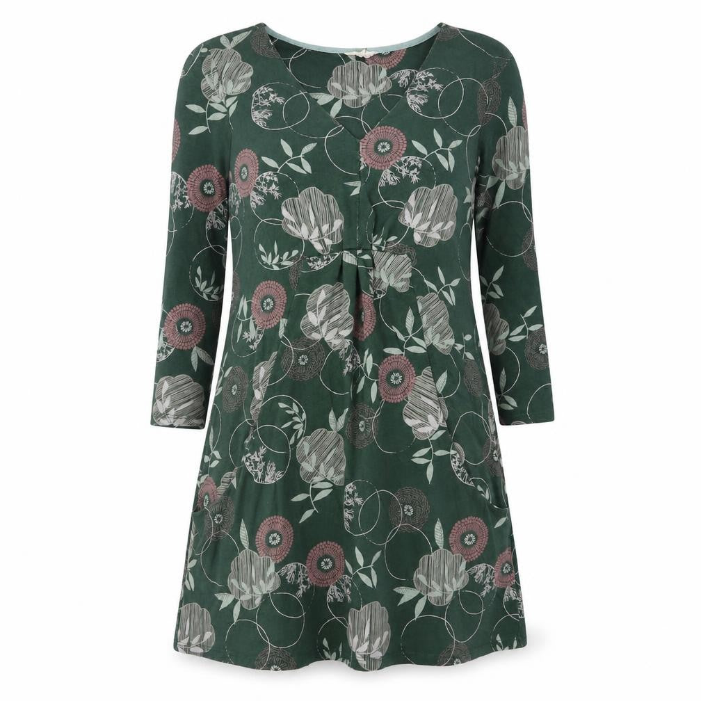 Front view of White Stuff Women's Green Floral Dress, size 12