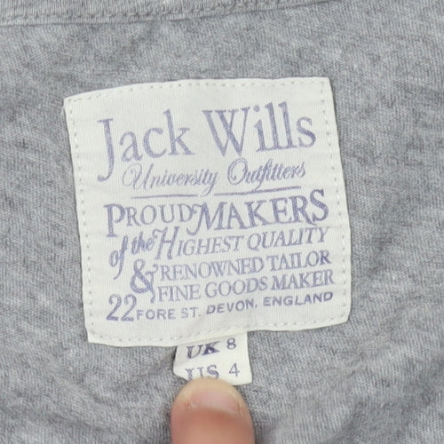 Jack Wills Women's Grey V-Neck T-Shirt Size 8