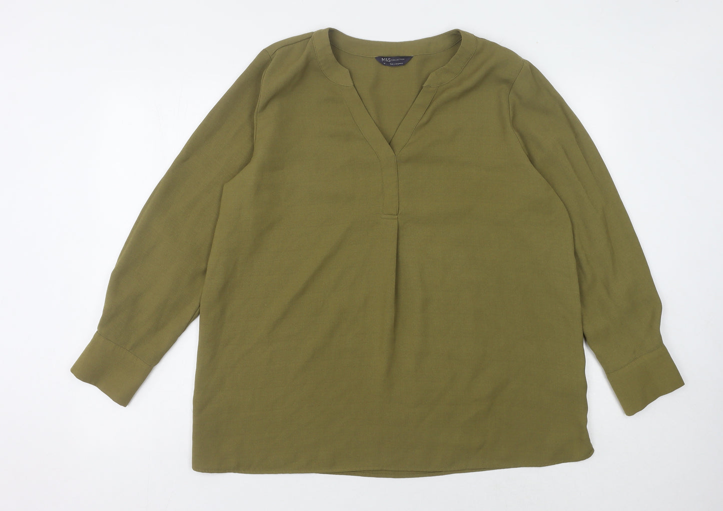 Marks and Spencer Women's Green V-Neck Top Size 16