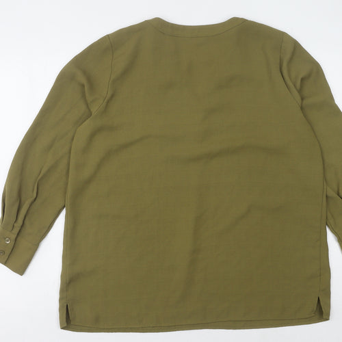 Marks and Spencer Women's Green V-Neck Top Size 16
