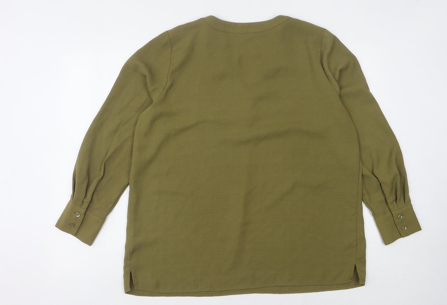 Marks and Spencer Women's Green V-Neck Top Size 16