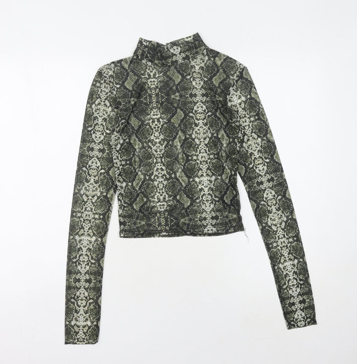 Urban Outfitters Women’s Green Cropped High Neck Top
