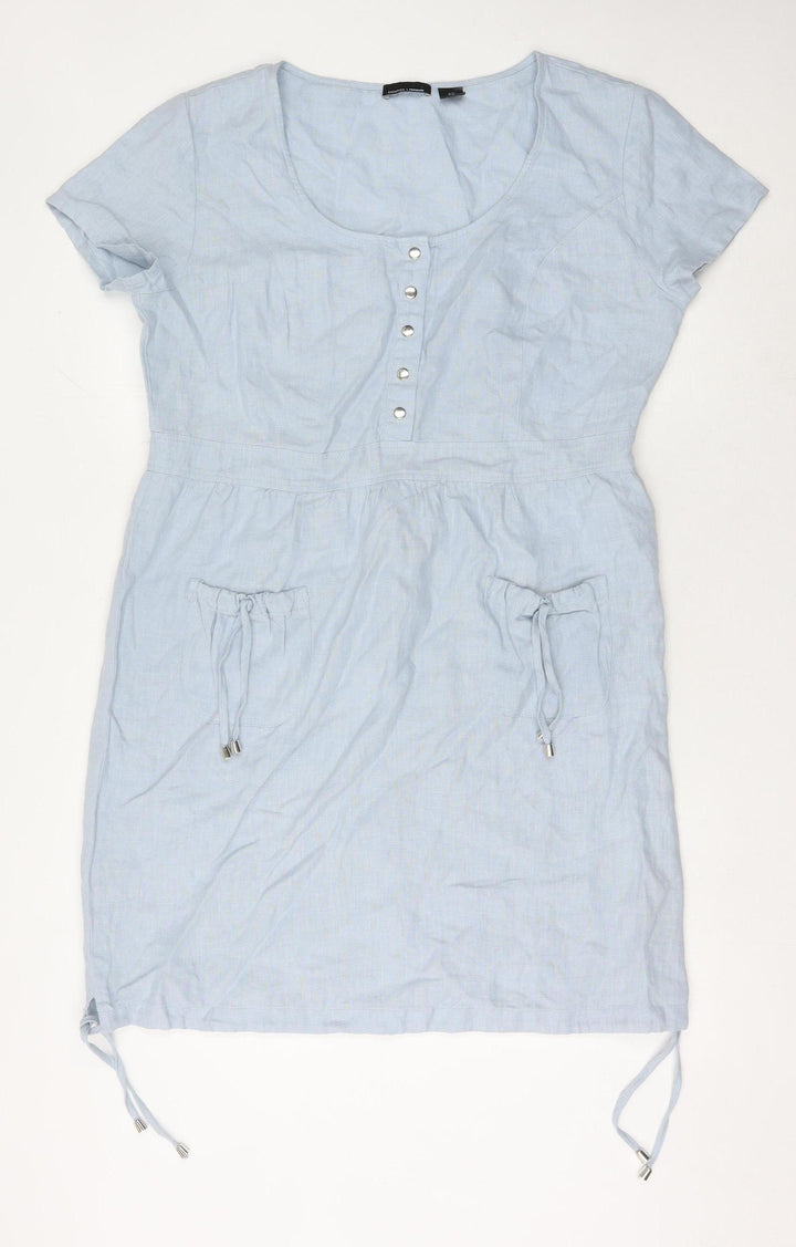 Creation L Premium Women's Blue Linen Dress Size 14